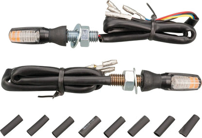 LED Micro Turn Signal Indicator - 'Spark' - Black Metal Housing - Clear Lens - XT500 TT500 SR500 Universal