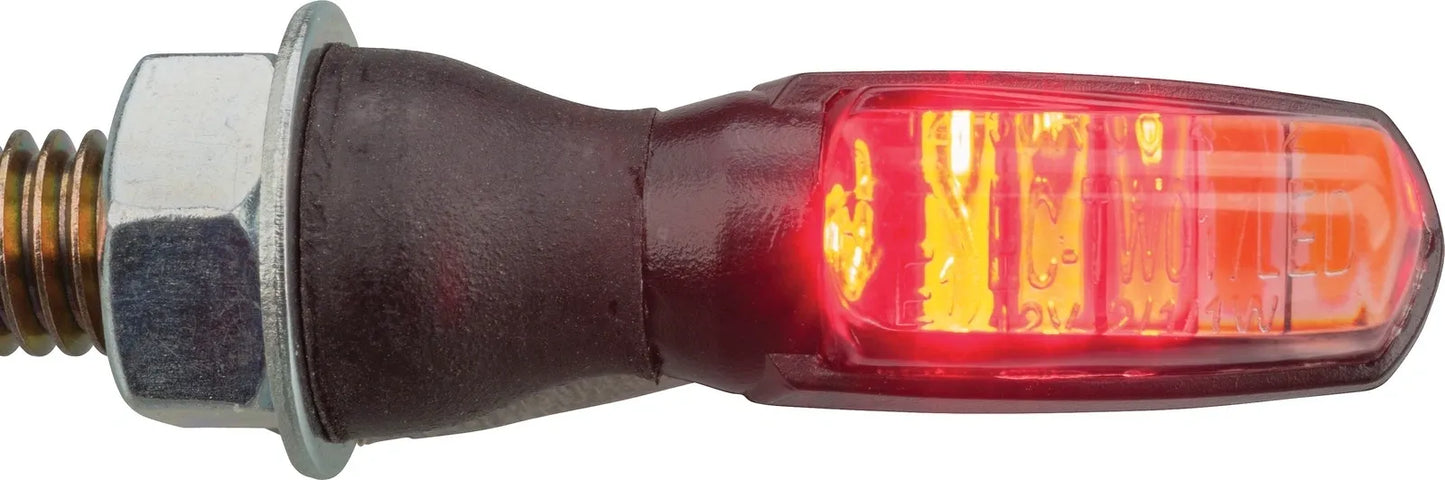 LED Micro Turn Signal Indicator - 'Spark' - Black Metal Housing - Clear Lens - XT500 TT500 SR500 Universal