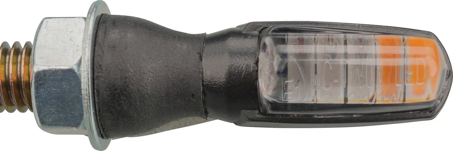 LED Micro Turn Signal Indicator - 'Spark' - Black Metal Housing - Clear Lens - XT500 TT500 SR500 Universal