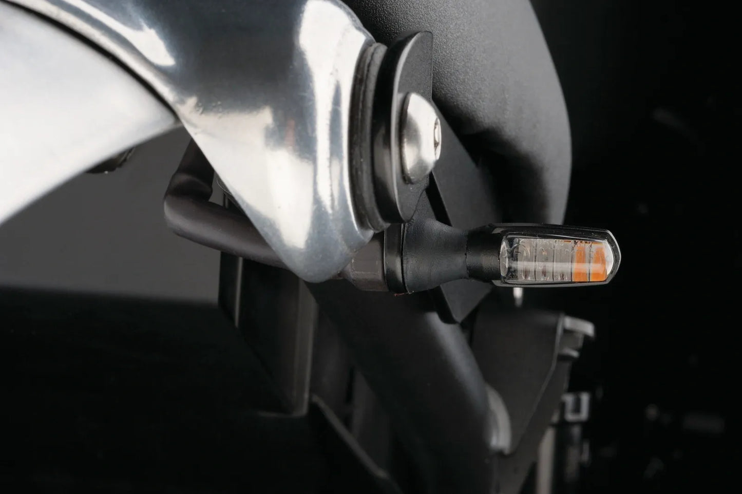 LED Micro Turn Signal Indicator - 'Spark' - Black Metal Housing - Clear Lens - XT500 TT500 SR500 Universal