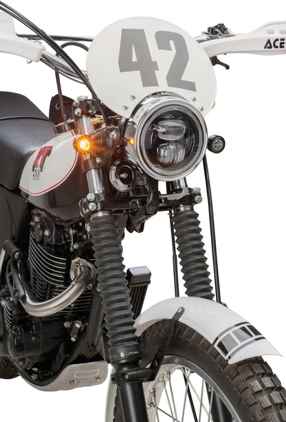 LED Turn Signal/Indicator Set - 'Classic-X' - Black Aluminum/Clear Lens - LED SMD Technology - XT500 TT500 SR500 Universal Application