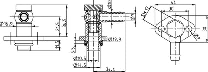 KEDO Oil Line Adapter - Top of Crankcase/Motor - Angled 90° - XT500 TT500 SR500 Various YAMAHA