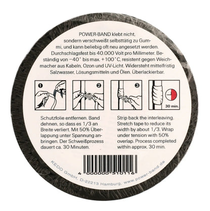 KEDO Power-Tape - Self-Amalgamating - 10 m/19 mm - Black - Universal