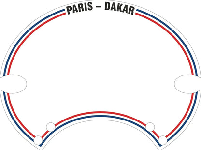 Starting Number Plate Sticker - White w/ Red Blue Stripes - 'Paris Dakar' - XT500