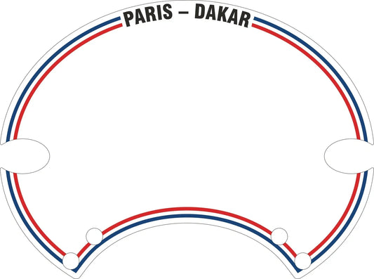Starting Number Plate Sticker - White w/ Red Blue Stripes - 'Paris Dakar' - XT500