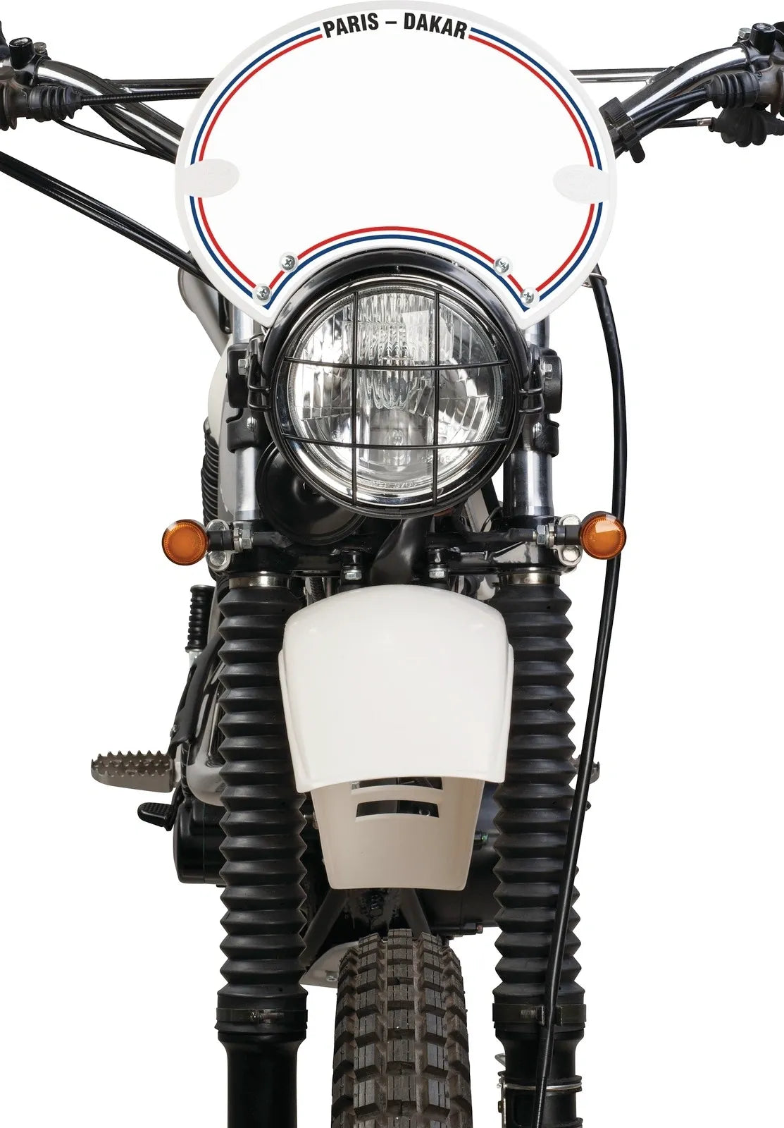Starting Number Plate Sticker - White w/ Red Blue Stripes - 'Paris Dakar' - XT500