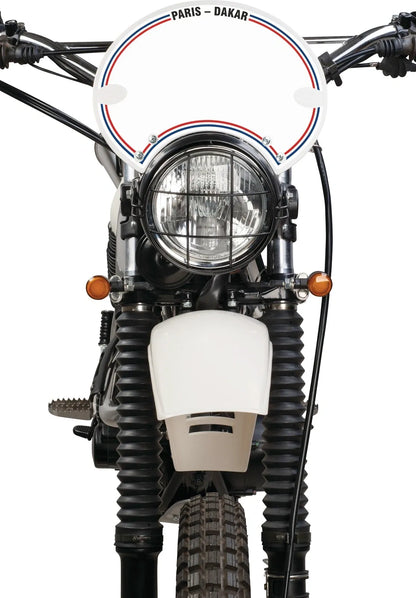Starting Number Plate Sticker - White w/ Red Blue Stripes - 'Paris Dakar' - XT500