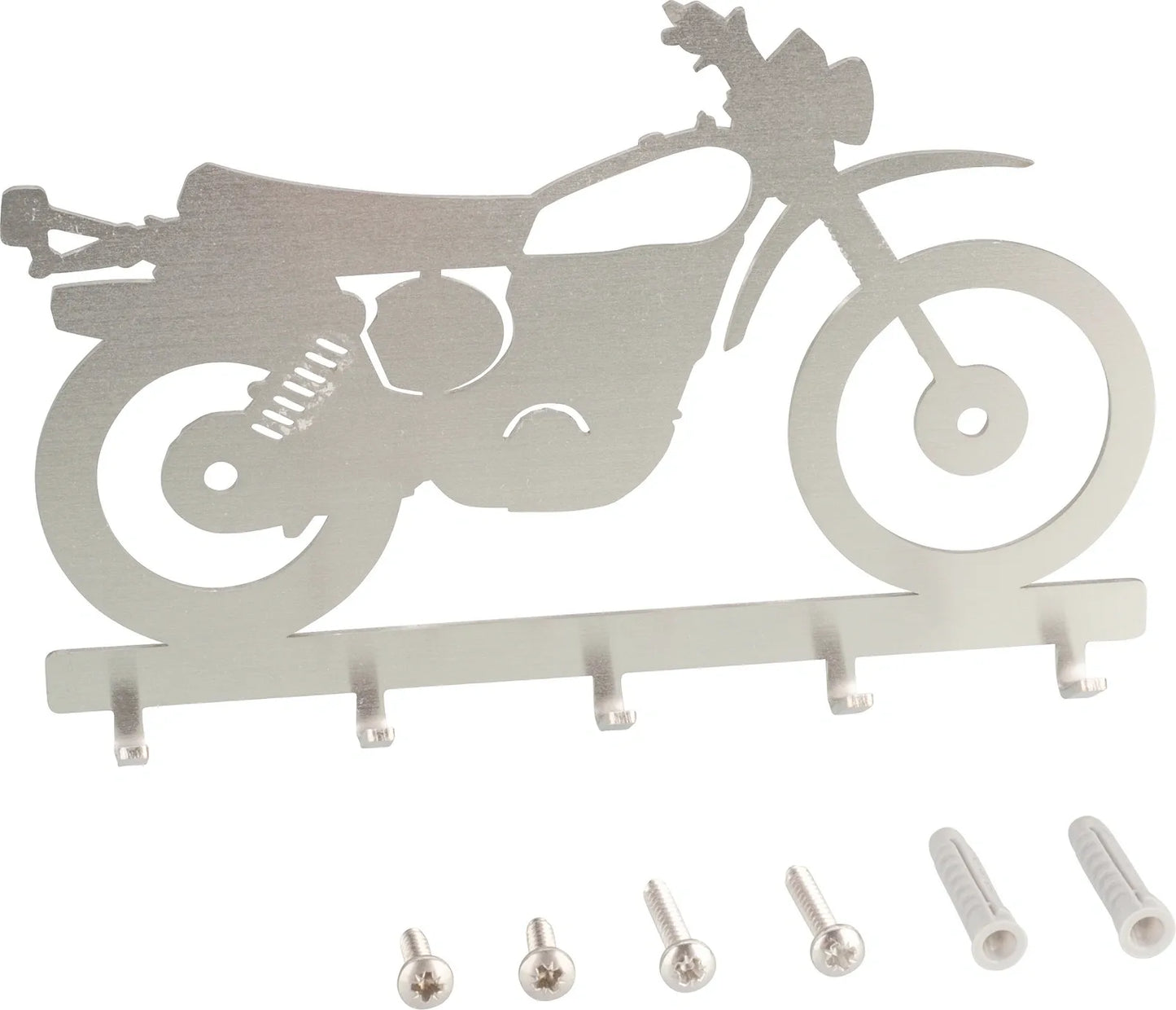 Key/Coat Rack 'XT500' - 5 hooks, 2 mm Stainless Steel - with Sheetrock Anchors + Stainless Steel Screws - XT500 TT500 Universal