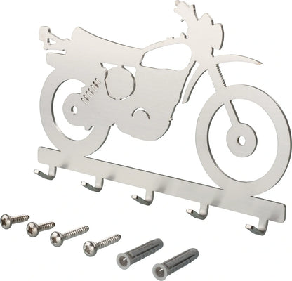 Key/Coat Rack 'XT500' - 5 hooks, 2 mm Stainless Steel - with Sheetrock Anchors + Stainless Steel Screws - XT500 TT500 Universal
