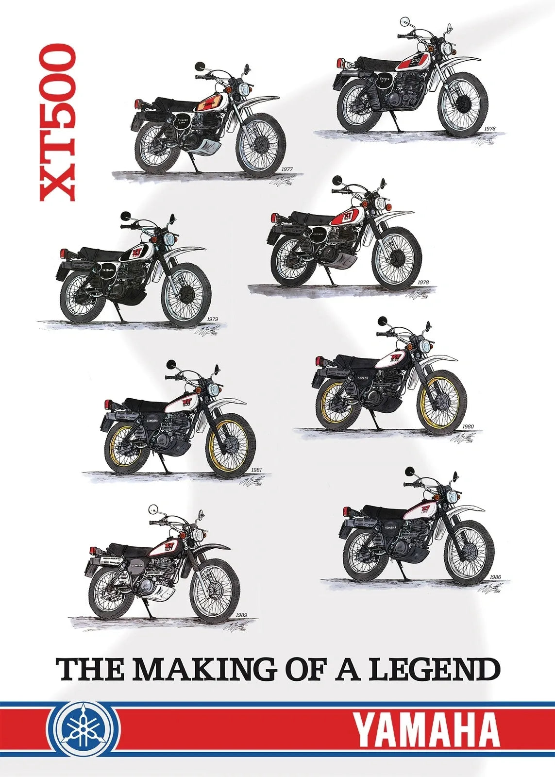 40 Years XT500 Poster 'Making of a Legend' - Size 50 x 70cm - Upright Format, 4c Digital Print On High Gloss Paper - XT500 TT500 Universal