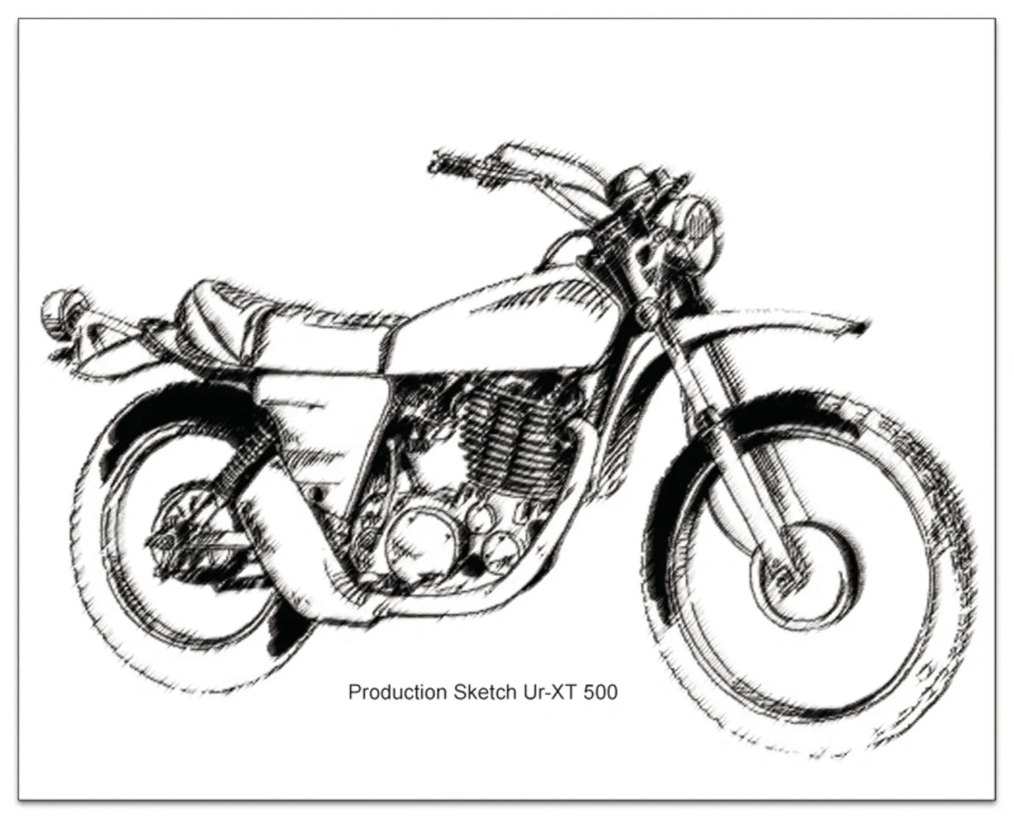 Art print by Ingo Löchert - 'XT500 First Model' B/W Digital Print on Poster Paper - XT500 Universal