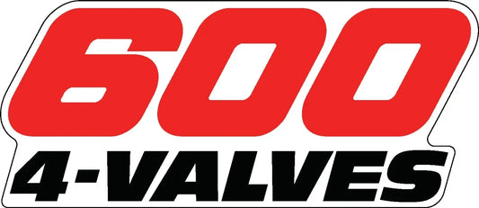 Side Cover Decal - '600 4-Valves', Red/Black with White Background - XT600