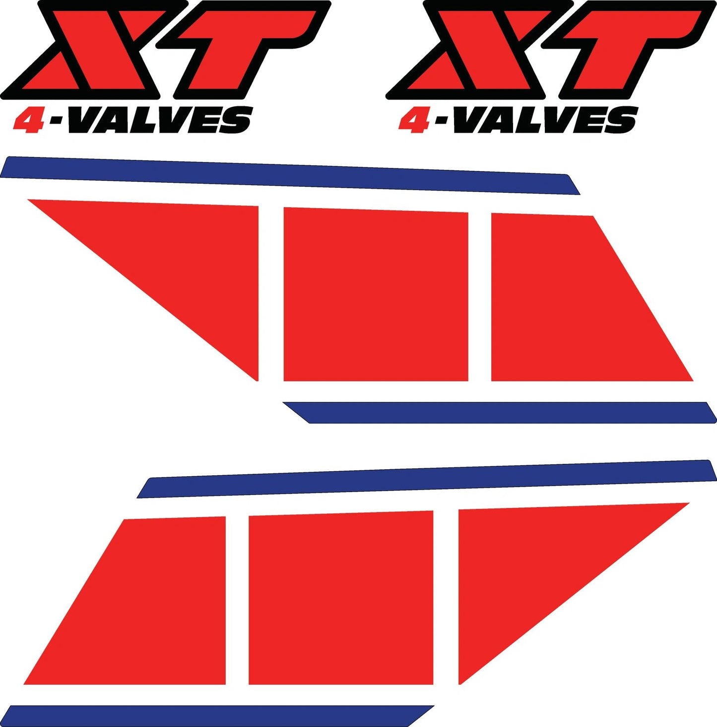 Tank Decal Set - Red/Blue, 4 Piece Complete Set - XT600