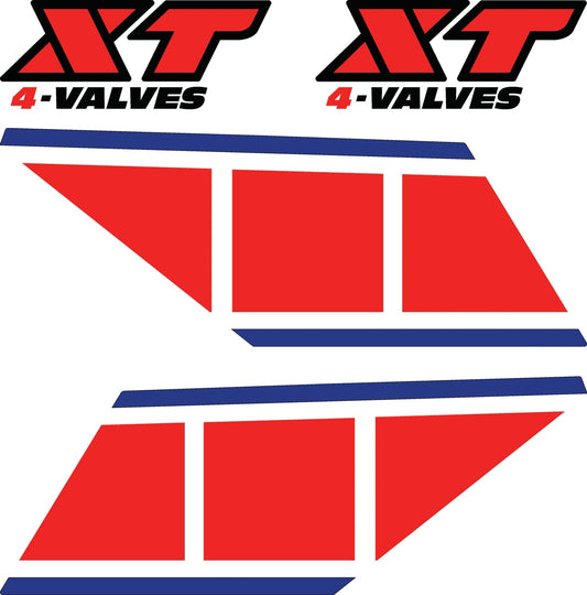 Tank Decal Set - Red/Blue, 4 Piece Complete Set - XT600