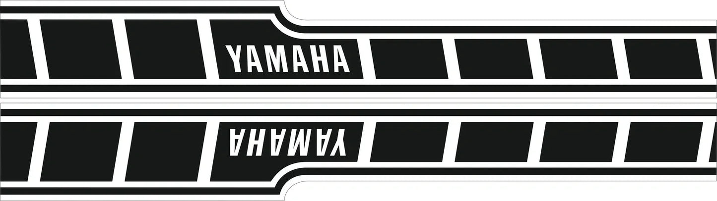 YAMAHA Vintage Race Fuel Tank Decal Set 'Dynamic' - Complete (RH/LH) - Black on White Background - Various YAMAHA