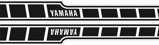YAMAHA Vintage Race Fuel Tank Decal Set 'Dynamic' - Complete (RH/LH) - Black on White Background - Various YAMAHA