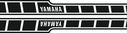 YAMAHA Vintage Race Fuel Tank Decal Set 'Dynamic' - Complete (RH/LH) - Black on Transparent Background - Various YAMAHA