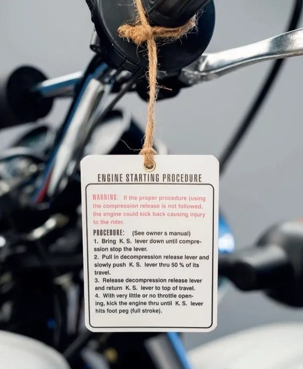 Hang Tag - 'Engine Starting Procedure' - XT500 TT500 SR500