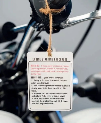 Hang Tag - 'Engine Starting Procedure' - XT500 TT500 SR500