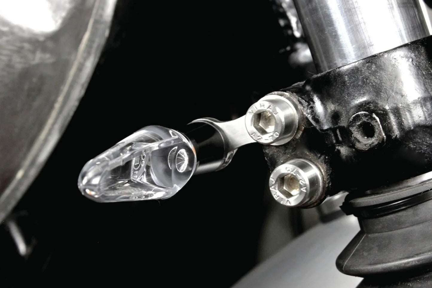 Turn Signal Brackets - Stainless Steel Black coated - 1 pair - Universal 8mm SR400 SR500 XT500 TT500