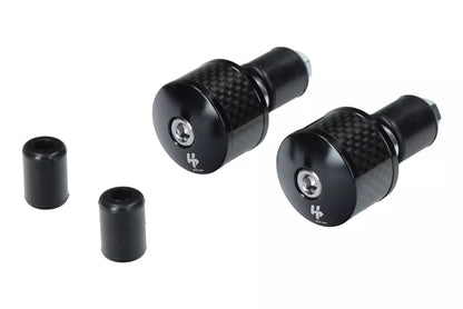 HLP MOTO - Black Aluminum/Carbon Fiber - Handlebar End Weights - Universal