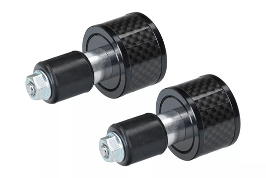 HLP MOTO - Black Aluminum/Carbon Fiber - Handlebar End Weights - Universal