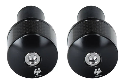 HLP MOTO - Black Aluminum/Carbon Fiber - Handlebar End Weights - Universal