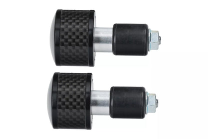 HLP MOTO - Black Aluminum/Carbon Fiber - Handlebar End Weights - Universal