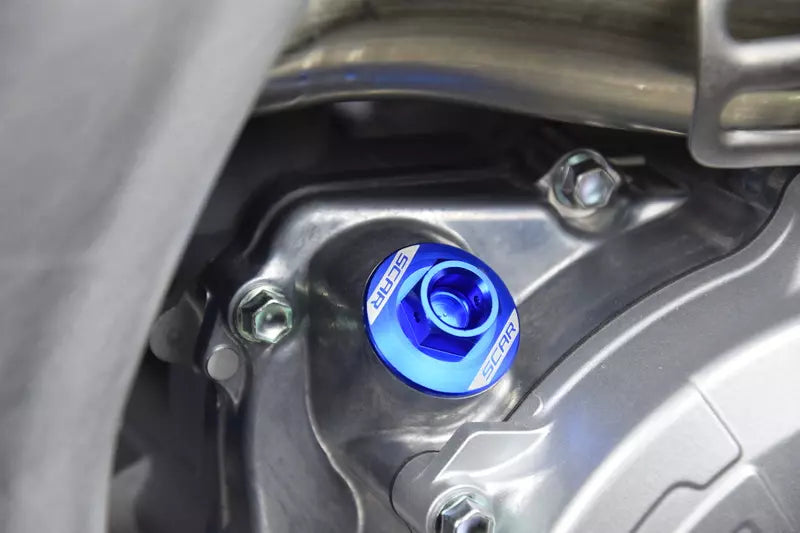 SCAR Racing - Oil Filler Cap - CNC Anodized Aluminum - Blue - GASGAS Gilera Husaberg Husqvarna KTM Sherco