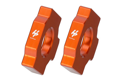 HLP MOTO - Rear Wheel Axle Tensioners - Set - CNC Anodized Aluminum - Orange - Husqvarna Enduro 701 Supermoto 701 KTM Adventure 1190 Adventure 990 Duke 690 SMC 690 Super Duke 990 Supermoto 690 Supermoto 990
