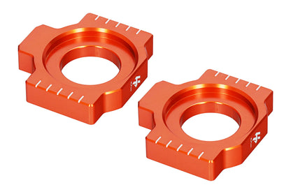 HLP MOTO - Rear Wheel Axle Tensioners - Set - CNC Anodized Aluminum - Orange - Husqvarna Enduro 701 Supermoto 701 KTM Adventure 1190 Adventure 990 Duke 690 SMC 690 Super Duke 990 Supermoto 690 Supermoto 990