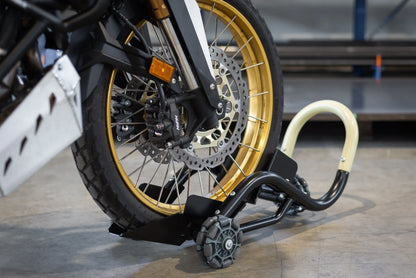 Yakk EXP 'AXEL' - Premium Motorcycle Front Stand - Multi Wheel/Omni Wheel Stand - Holder - Universal